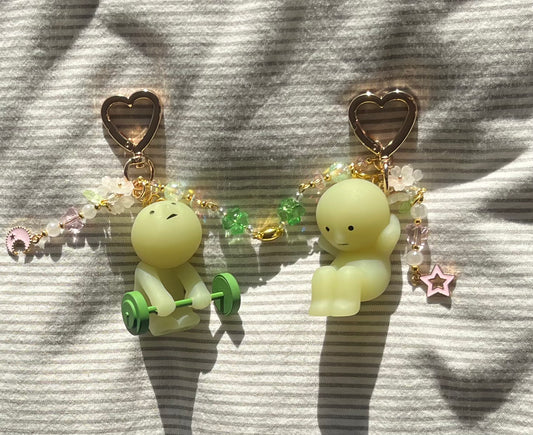 Smiski Twin ♡ Magnet Keychain (Working out edition ⋆. 𐙚 ˚)